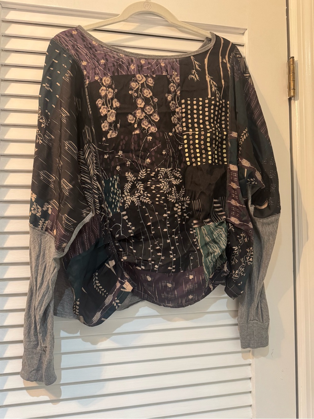 Anthropologie Tiny Micah drape ruched top with floral patchwork design
